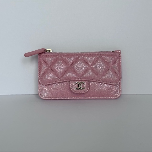 Chanel Iridescent Caviar Quilted Flap Zip Card Holder Pink - Picture 3 of 11